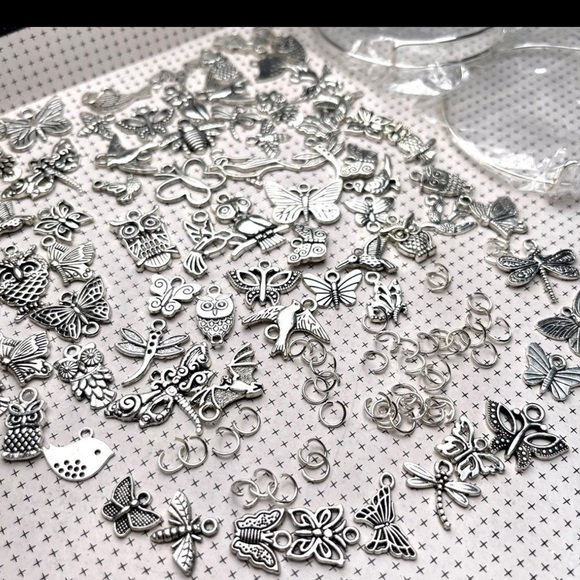 35 pc Flying Things Charms Pendants Bracelets & Jump Rings Bundle Jewelry Making - Picture 8 of 13